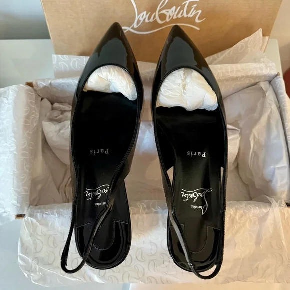 Christian Louboutin Hot Chick Patent Leather Slingback Flats - Picture 2 of 7